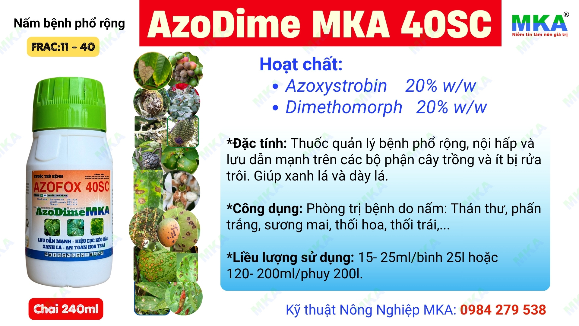 Azodime MKA 40SC hoạt chất azoxystrobin và Dimethomorph